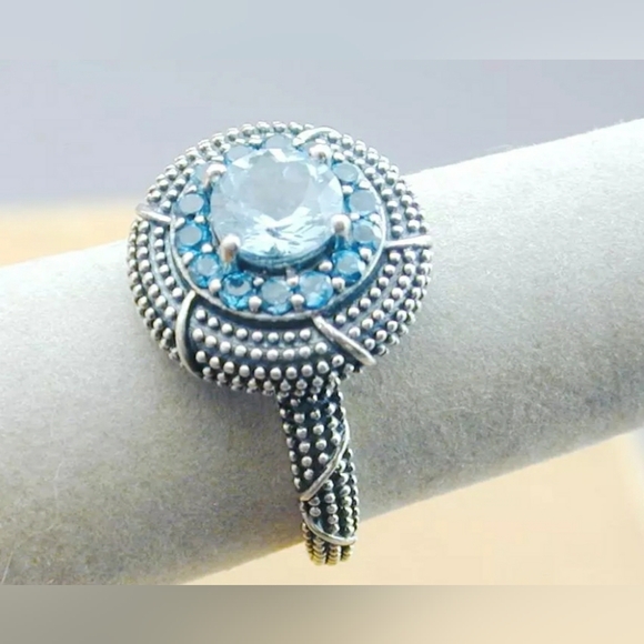 Designer Sky blue and Swiss Blue Topaz Double Hal… - Picture 2 of 6